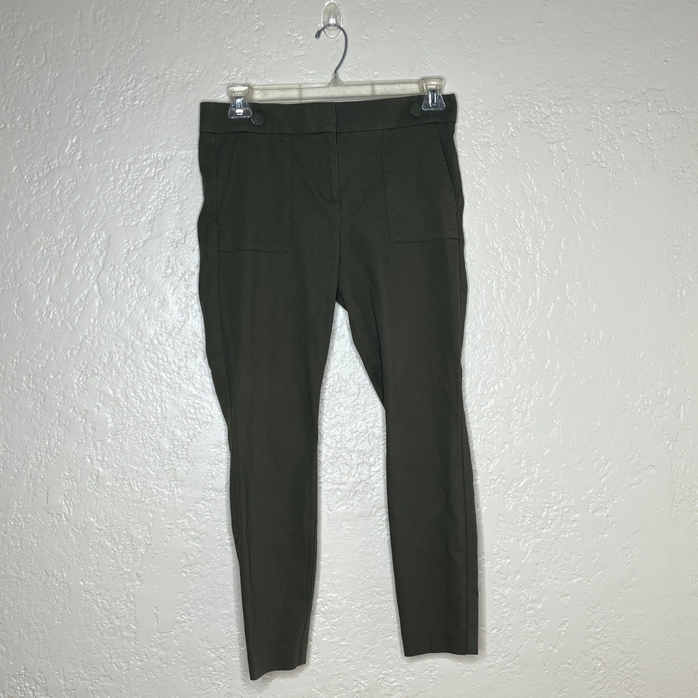 LOFT Marisa Skinny Pants Olive Green Patch Pocket Trousers Size 8